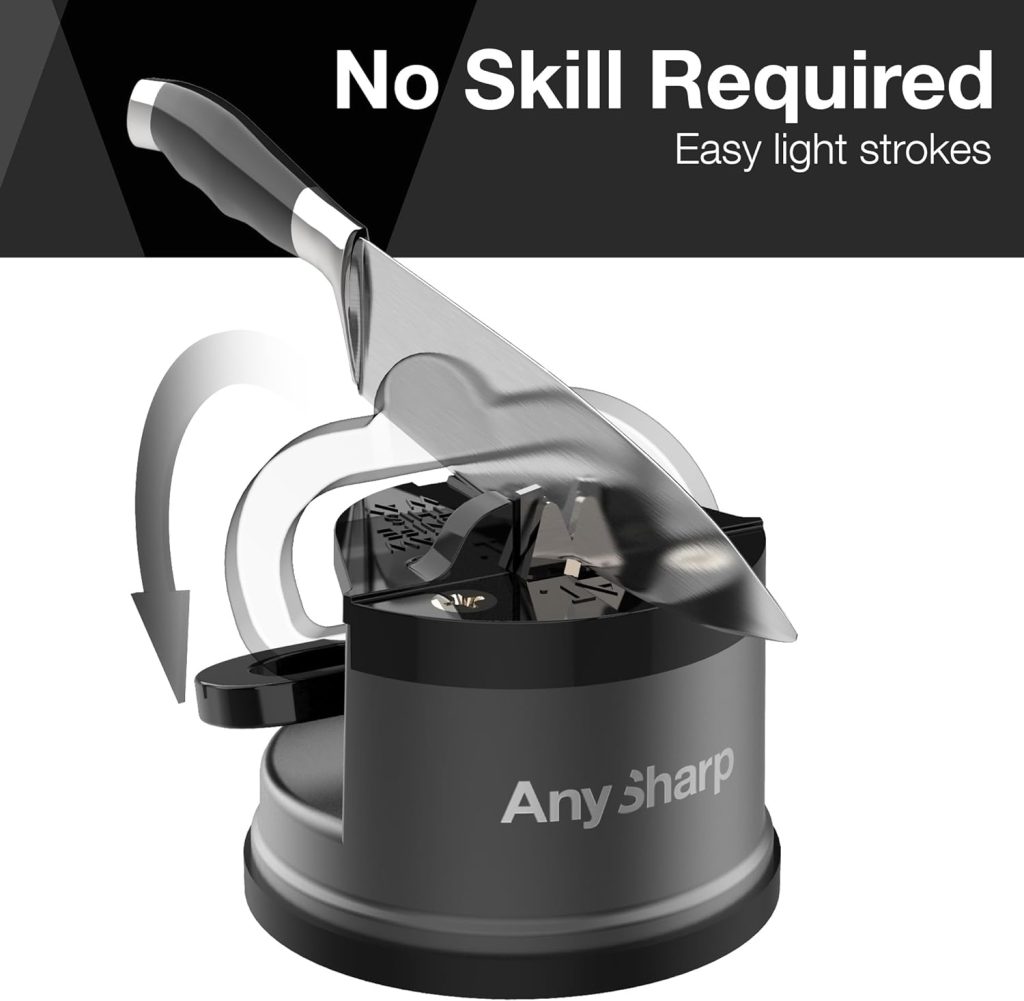 AnySharp Pro - World's Best Knife Sharpener - For All Knives and Serrated Blades - Gun Metal